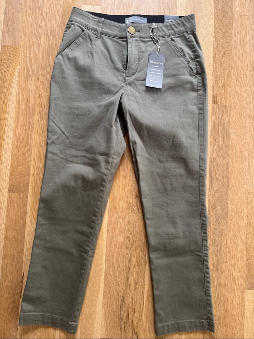 Wit & Wisdom Pants Straight Leg Ab Solution Stretch Green 4